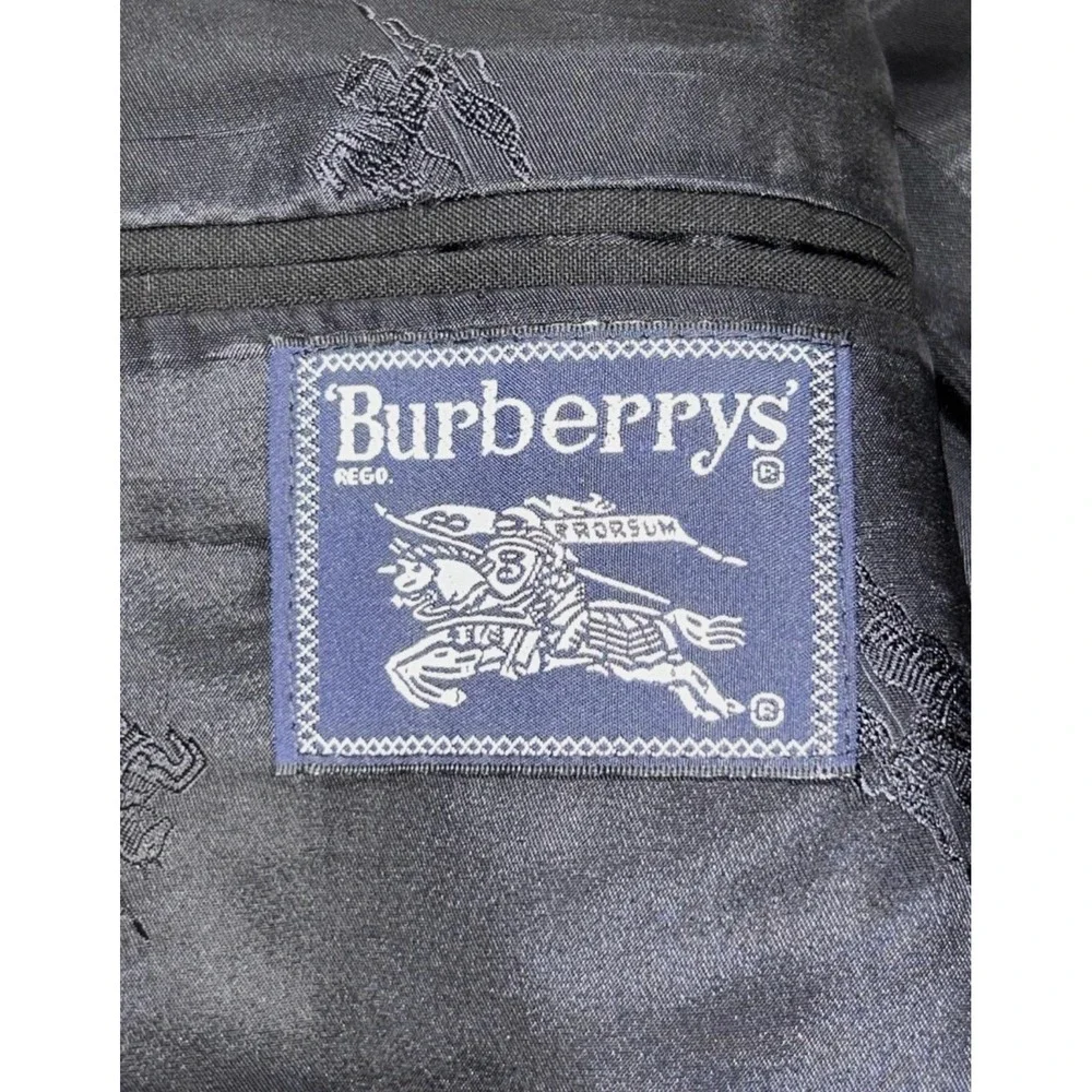 Vintage Burberrys Blazer 48 Mens Black Super‎ 100s Wool 2 Button Sport Coat 80s
